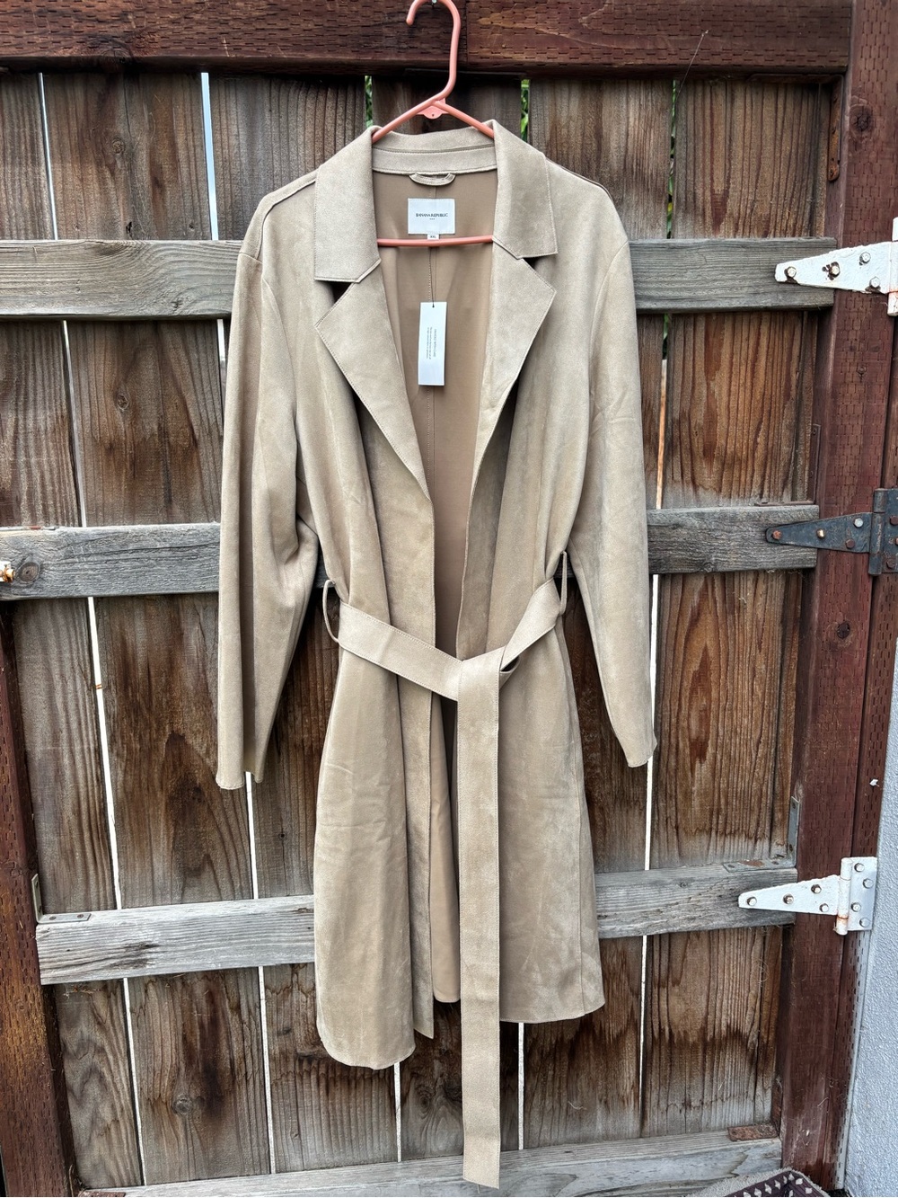 Banana Republic Tan Suede Belted Trench Coat